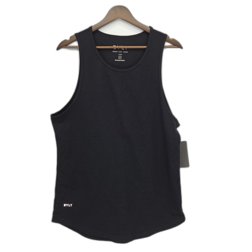 New BYLT Basics Drop Cut Tank Top Mens Medium Black LUX Premium Athletic